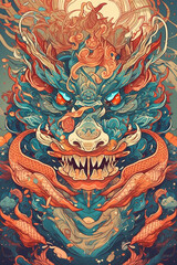 Wall Mural - The Dragon in chinese guochao style