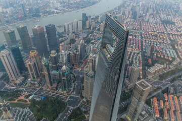 Wall Mural - Aerial view of central Shanghai, China