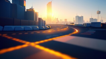 Wall Mural - Futuristic city in the day lighting background. Generative AI
