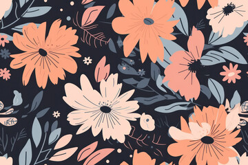 Wall Mural - Spring flowers abstract seamless background pattern. Generative ai