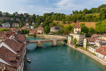 Wall Mural - View of the Untertorbrucke bridge in Bern Switzerland