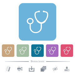 Wall Mural - Stethoscope flat icons on color rounded square backgrounds