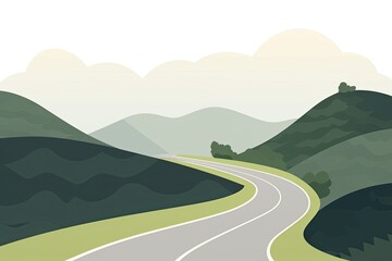 Poster - scenic mountain road with a beautiful sky background. Generative AI