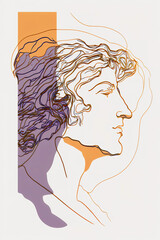 Poster - Abstract portrait illustration digital art face person poster background artwork 
minimal expressionism line art drawing style yoga peaceful graphic design character generative ai