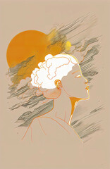 Poster - Abstract portrait illustration digital art face person poster background artwork 
minimal expressionism line art drawing style yoga peaceful graphic design character generative ai