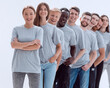 © ASDF - group of young people in gray t-shirts standing in a row