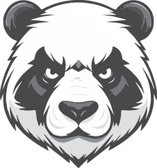 Panda head isolated on white background, Black and white, line art usable for mascot, shirt, t shirt, icon, logo, label, emblem, tatoo, sign, poster, Vintage, emblem design. Vector illustration