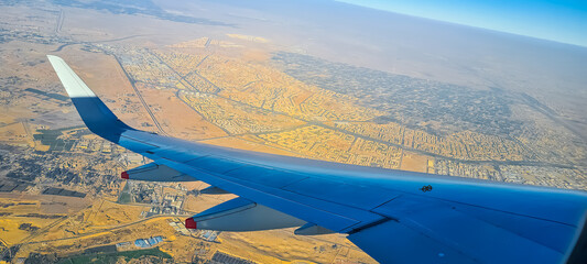 Flight on a plane over Egypt