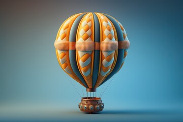 Wall Mural - Hot air balloon on blue background, balloon illustration, Generative AI