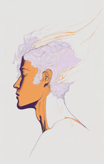 Poster - Abstract portrait illustration digital art face person poster background artwork 
minimal expressionism line art drawing style yoga peaceful graphic design character generative ai