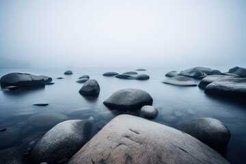 Wall Mural - rock formations in a body of water. generative ai
