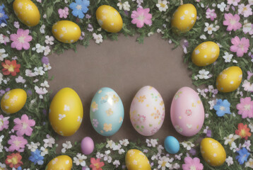 Colorful easter eggs on a solid background