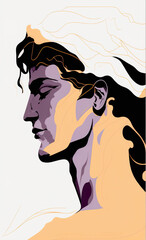 Poster - Abstract portrait illustration digital art face person poster background artwork 
minimal expressionism line art drawing style yoga peaceful graphic design character generative ai