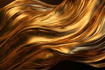 Wall Mural - gold and black abstract background with flowing lines. Generative AI