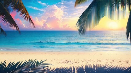 Wall Mural - Tropical beach with ocean on background. Generative AI