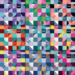 Poster - Geometric vector seamless retro pattern big set