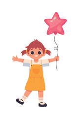 Sticker - Smiling girl playing with balloon