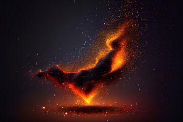 Wall Mural - fire embers particles over black background. fire sparks background. generative ai