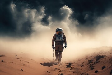 Canvas Print - astronaut on surface of mars, made with generative ai