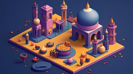 Wall Mural - Ramadan The ninth month of Islamic calendar Observed by Muslims around world as A month of fasting prayer repercussions society Month commemorating first verses of Prophet Muhammad ai generated art