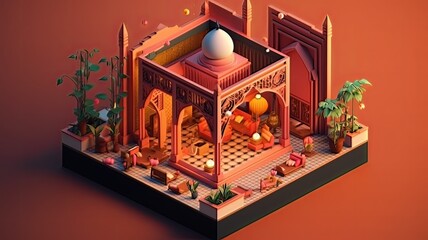 Wall Mural - Ramadan The ninth month of Islamic calendar Observed by Muslims around world as A month of fasting prayer repercussions society Month commemorating first verses of Prophet Muhammad ai generated art