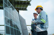 © Wosunan - Team of engineers and technicians Must repair the solar panels according to the daily inspection schedule. To keep repairing and checking the efficiency of the solar cell panels