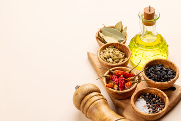 Canvas Print - Various dried spices in small bowls