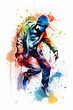 Abstract watercolor design of a hip hop dancer - Generative AI
