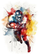 Abstract watercolor design of a football player - Generative AI