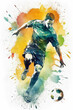 Abstract watercolor design of a soccer player - Generative AI
