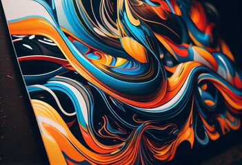 Abstract painting of curvy lines. Generative AI