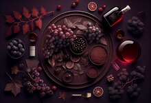 Possible Flavor Components Of Red Wine. Creative Composition. Generative AI