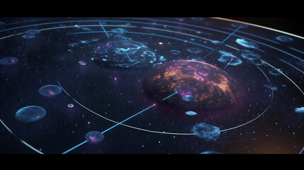 Wall Mural - Futuristic holographic 3d map of earth in universe in future, generative ai