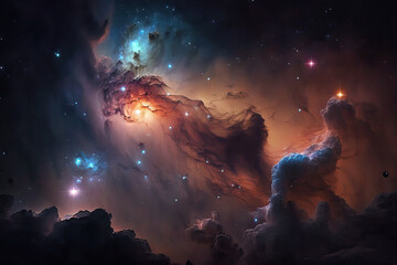 Wall Mural - nebula gas cloud in deep outer space. futuristic cosmos design. generative ai