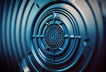 3d Blue Metal Abstract Focus Security Target Background. Generative AI
