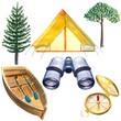 © Ekaterina - Travel campsite six piece set isolated objects