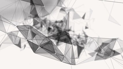 Wall Mural - plexus fantasy abstract technology. abstract geometric background with moving lines, dots and triang