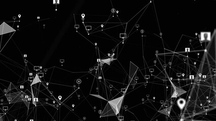 Wall Mural - plexus with hud elements. abstract background with figure . 4k
