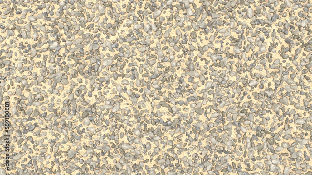 Crushed rock stone road building material on sand gravel texture. Small ...