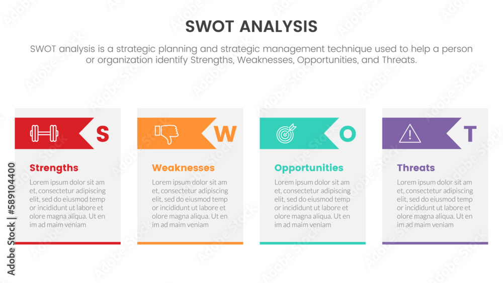 swot analysis concept with table and arrow triangle shape for ...