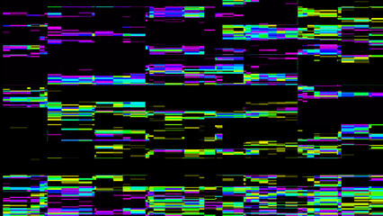 Hacked computer screen with glitch effect. Error templates with distortion lines. Abstract digital background with noise waves. 3D rendering.