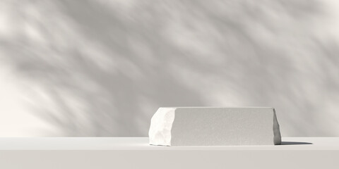 Wall Mural - cosmetic background. stone podium and nature light white background for product presentation. 3d ren