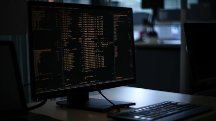 program code on computer monitor. AI generate