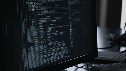 program code on computer monitor. AI generate