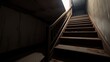 Scary descent of stairs to the basement. AI generate.