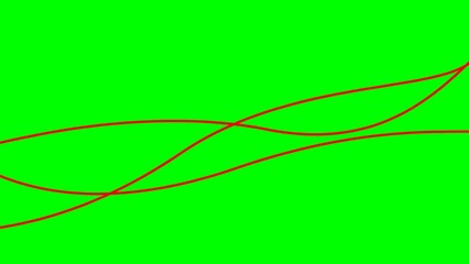Wall Mural - Animated stripes. Three red bars. Decorative lines. Waves gradually changes shape. Looped video. Flat vector illustration isolated on a green background.