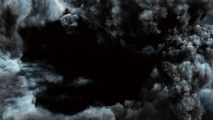Wall Mural - cloud storm and lightning on black background. 3d rendering. storm clouds and lightning fly in dark 