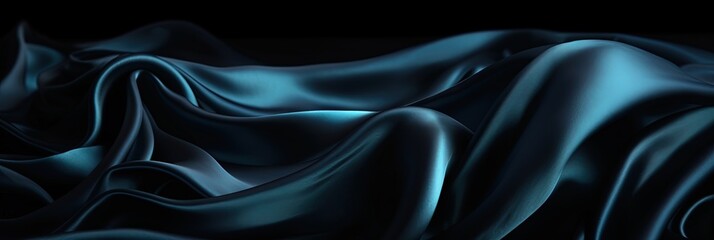 Midnight Silk Wave  Elegant Dark Blue Abstract Background with Soft Pleats and Liquid Wave Effect  Perfect for Your Design, Generative AI