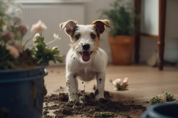 Dogs making mess, funny puppies