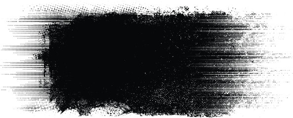 Glitch distorted grungy isolated banner . Design element for brochure, social media, posters, flyers. Overlay texture.Textured banner with Distress effect .Vector halftone dots . Screen print texture